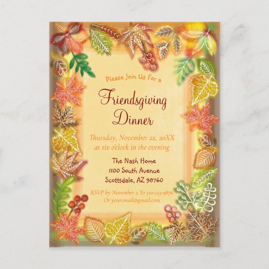 Borstelkunst van herfstloof voor Thanksgiving Briefkaart (Voorkant)