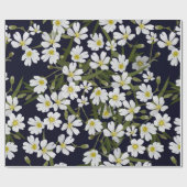 borstelloos bloempatroon met wit veld cadeaupapier (Vlak)