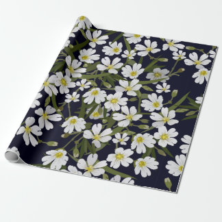 borstelloos bloempatroon met wit veld cadeaupapier