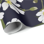 borstelloos bloempatroon met wit veld cadeaupapier (Rol Hoek)