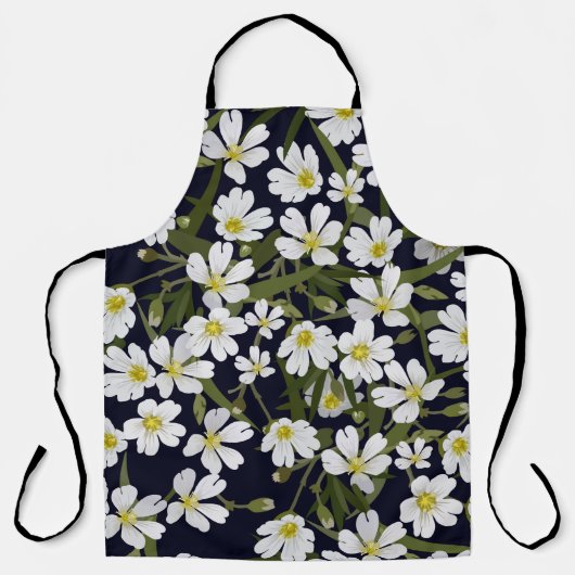  borstelloos bloempatroon met wit veld schort (Voorkant)