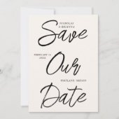 Borstelloze Zwarte Typografie Niet-Foto Unieke Bru Save The Date (Voorkant)