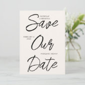Borstelloze Zwarte Typografie Niet-Foto Unieke Bru Save The Date (Staand voorkant)