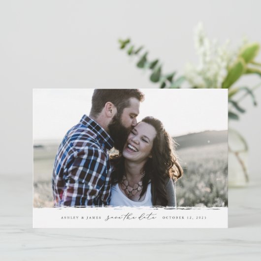 Borstelrand Moderne foto Opslaan van de datum Save The Date (Staand voorkant)