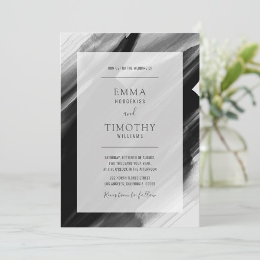 Borstels met zwarte en grijze waterverf kaart (Staand voorkant)