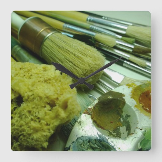 Borstels & Verf Vierkante Klok (Voorkant)