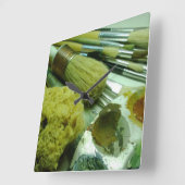 Borstels & Verf Vierkante Klok (Hoek)