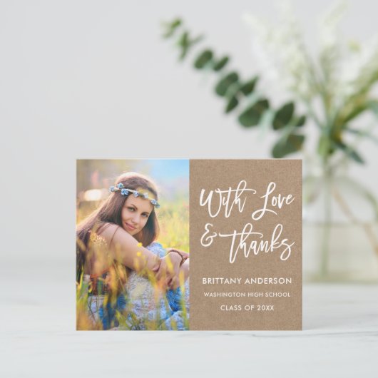 Borstelschrift Afstudeer Liefde Dank Kraft Briefkaart (Staand voorkant)