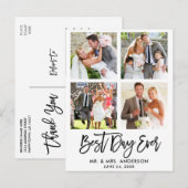 Borstelschrift Beste Dag Ooit Trouwfoto Bedankt Briefkaart (Voorkant / Achterkant)