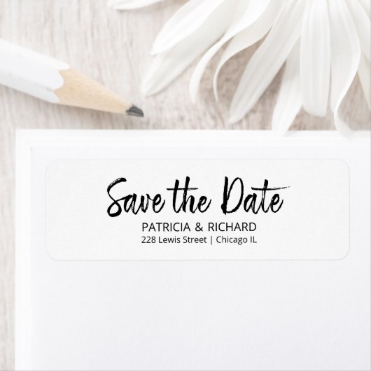 Borstelschrift Huwelijk Save The Date Retouradres  Etiket (Insitu)