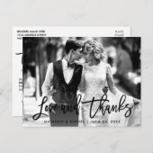Borstelschrift Liefde Dank Zwart en Wit Foto Briefkaart (Voorkant / Achterkant)