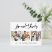 Borstelschrift Liefde en Dank Trouw 3 Foto Briefkaart (Staand voorkant)