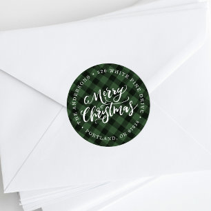 Borstelschrift Merry Holiday Retouradreslabels Ronde Sticker