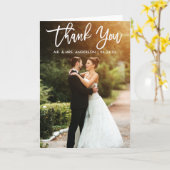 Borstelschrift Trouwfoto Vouw Dank Je Kaart (Gele Bloem)