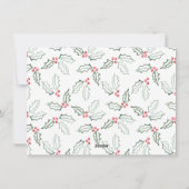 Borstelscript Christmas Hollies Feestdagenkaart (Achterkant)