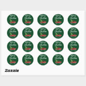 Borstelscript Groene Kerst Truck Envelope Seal Ronde Sticker (Vel)