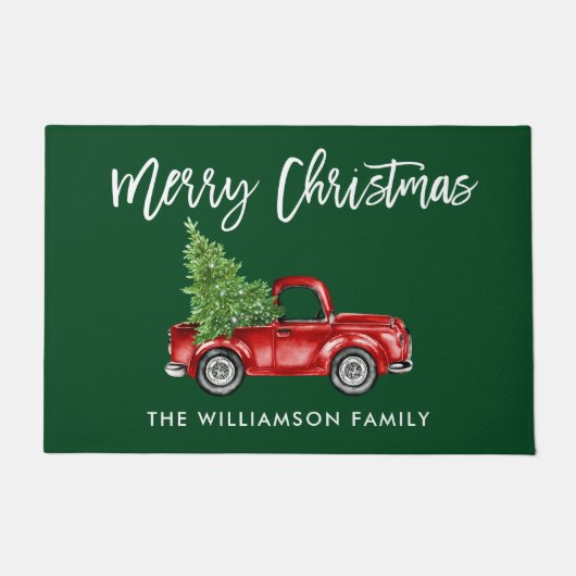 Borstelscript Groene Kerst  Truck Groot Deurmat (Voorkant)