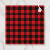 Borstelscript Rood Plaid Kerst  Rode Vrachtwagen Bedankjes Labels (Achterkant)