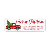 Borstelscript Truck Christmas Red Etiket (Voorkant)