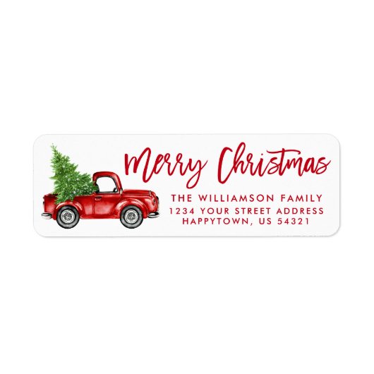 Borstelscript  Truck Christmas Red Etiket (Voorkant)