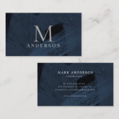 Borstelslag Blauw Mannelijk Dubbel Monogram Visitekaartje (Voorkant / Achterkant)