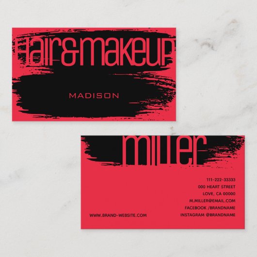 Borstelslag Heldere Roze Glamoureuze Luxe Schoonhe Visitekaartje (Voorkant / Achterkant)