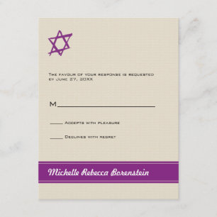 Borstelster van David Bat Mitzvah-reactiekaart RSVP Kaartje