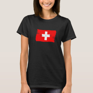 borstelstijl Zwitserse vlag Zwitserland T-shirt