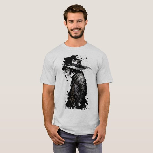 Borstelstreek vogelverschrikker t-shirt (Voorkant volledig)