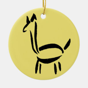 Borsteltekening Lama Alpaca Paard Dier Keramisch Ornament