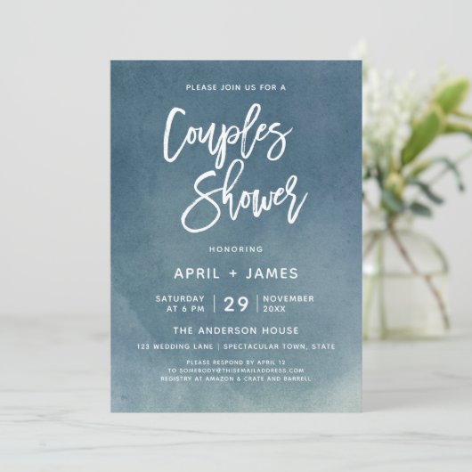 Borsteltypografie bruids douche uitnodiging (Staand voorkant)