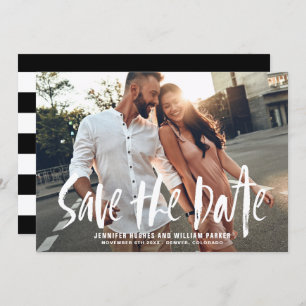 Borsteltypografie Foto De datumaankondiging opslaa Kaart