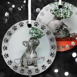 Borstelzilver + Zwarte Pet Naam kerstboom Metalen Ornament