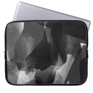 Borstelzwart en wit Abstracte achtergrond Laptop Sleeve