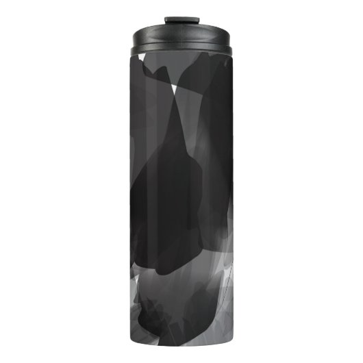 Borstelzwart en wit Abstracte achtergrond Thermosbeker (Voorkant)