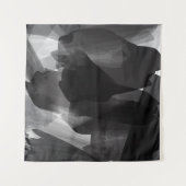 Borstelzwart en wit Abstracte achtergrond Wandkleed (Voorkant (horizontaal))