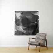Borstelzwart en wit Abstracte achtergrond Wandkleed (In Situ (horizontaal))