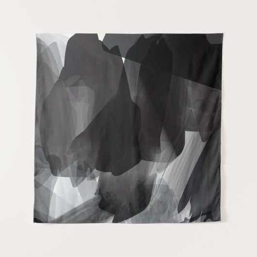 Borstelzwart en wit Abstracte achtergrond Wandkleed (Voorkant)