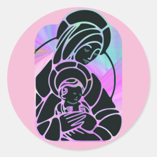 borstjes en baby jesusstickers ronde sticker (Voorkant)