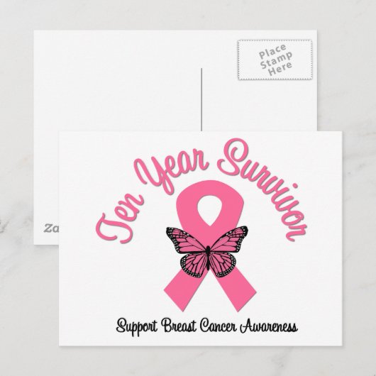 Borstkanker 10 jaar overleving briefkaart (Voorkant / Achterkant)