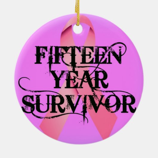 Borstkanker 15 jaar overleving keramisch ornament (Achterkant)
