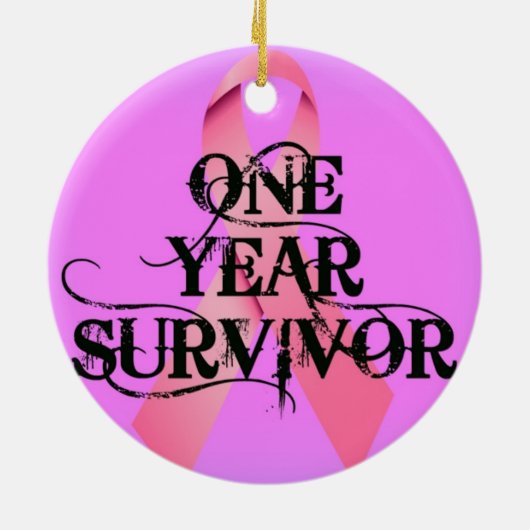 Borstkanker 1 jaar overleving keramisch ornament (Achterkant)