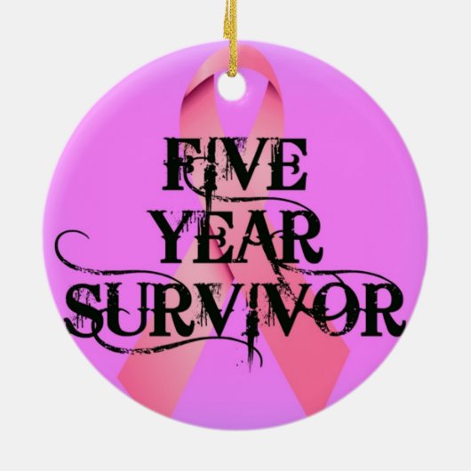 Borstkanker 5 jaar overleving keramisch ornament (Achterkant)