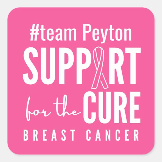 borstkanker aangepaste naam Stickers Labels Roze (Voorkant)