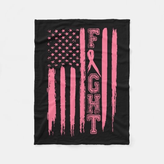 Borstkanker Amerikaanse vlag Borstkanker Overleven Fleece Deken (Voorkant)