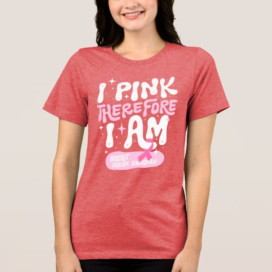 Borstkanker Awareness 2024 Versterkend Roze Tri-Blend Shirt (Voorkant)