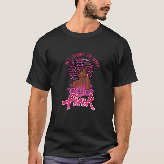 Borstkanker Awareness African American Black Wom T-shirt (Voorkant)