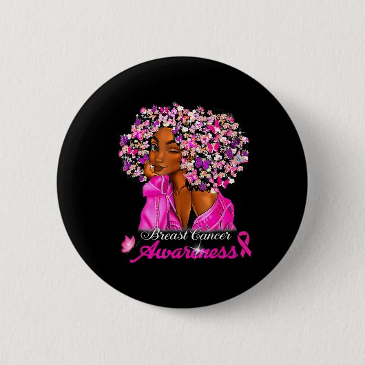 Borstkanker Awareness African American Women Mel Ronde Button 5,7 Cm (Voorkant)