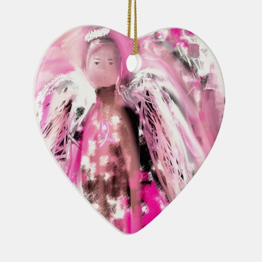 Borstkanker Awareness Angel #2 Keramisch Ornament (Rechts)