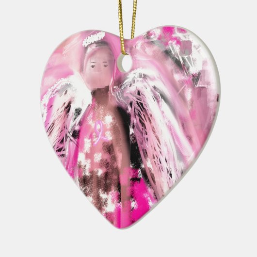 Borstkanker Awareness Angel #2 Keramisch Ornament (Links)